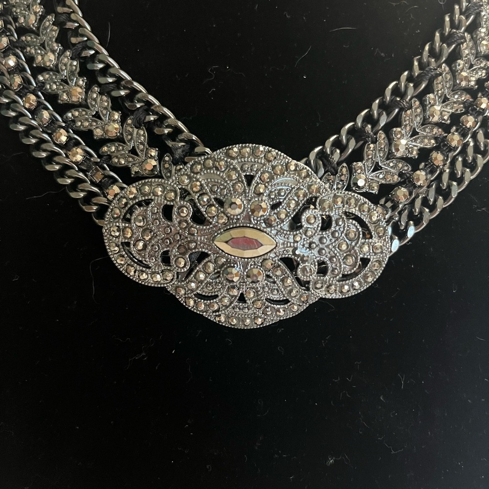 SOLD Zara Statementnt Necklace gunmetal
